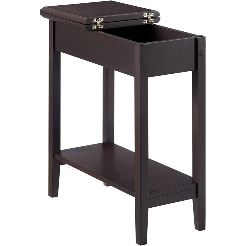 Winston Porter Jonica Narrow End Table with Storage, Flip Top Narrow